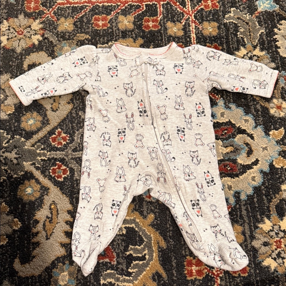 Carter's Gray Animal Print Footie